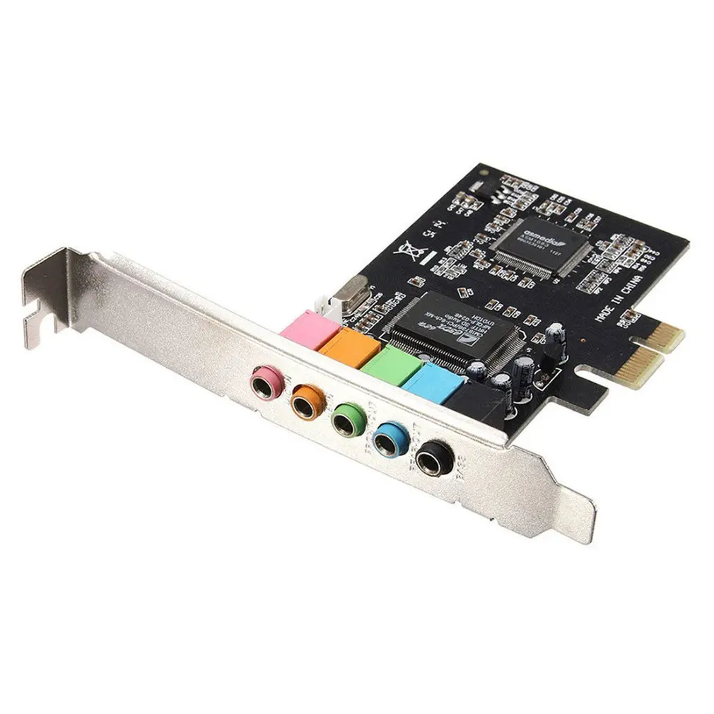 PCI-E 5.1CH การ์ดเสียงคอมพิวเตอร์ PCI Express CMI8738 ชิปเซ็ตเสียงสเตอริโอ 6 ช่อง 3D เกมเพลงการ์ดเสียงดิจิตอล