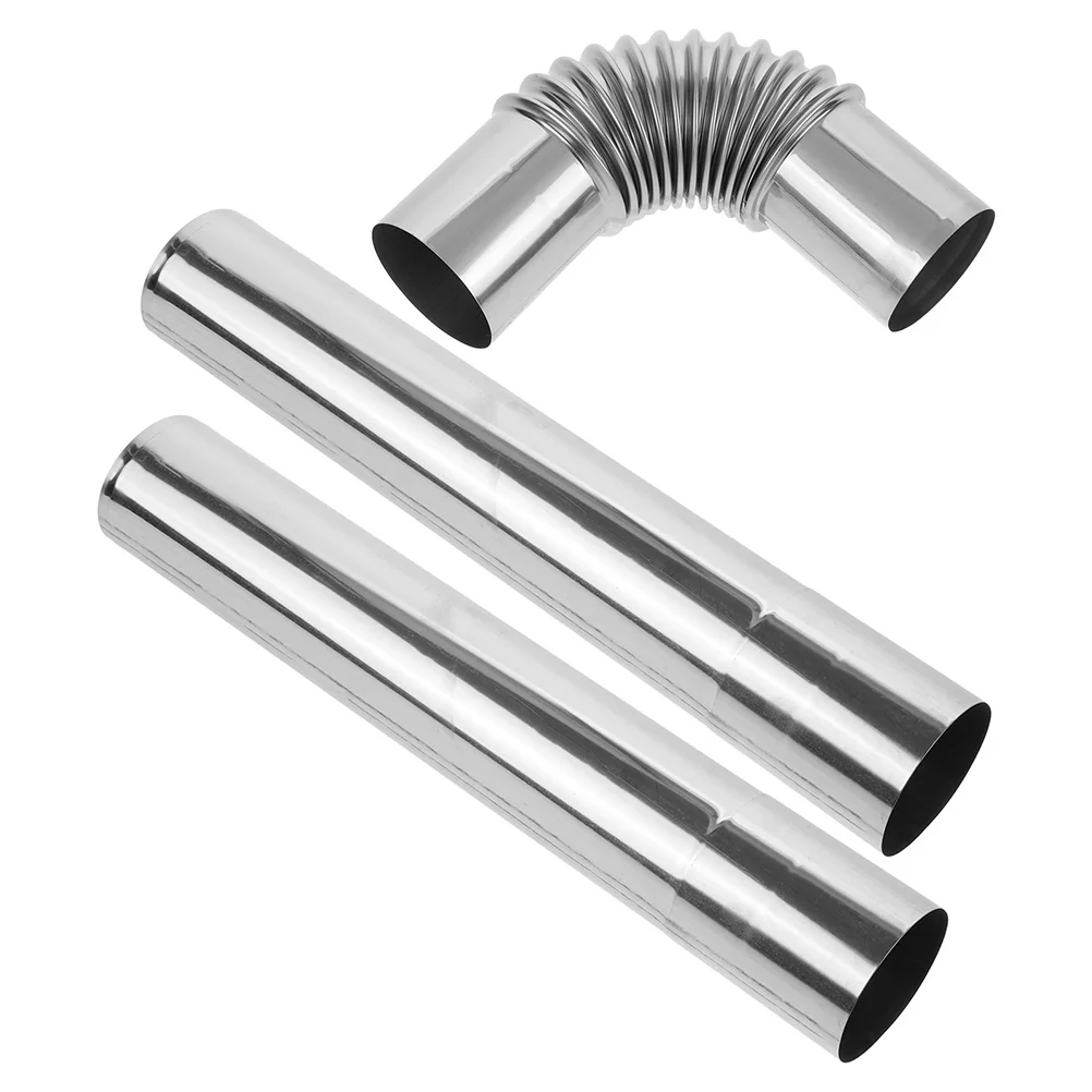 1 set 1 Set Stainless Steel Flue Chimney Pipe High Temp Resistant Wood Stove Fireplace Exhaust Extension Easy Install