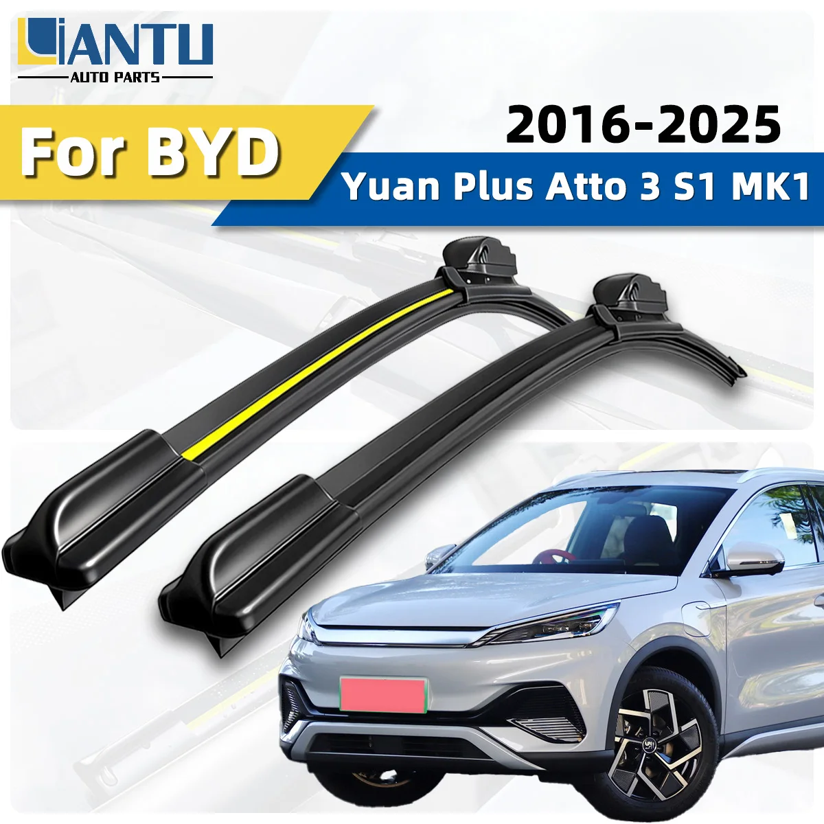 

2 шт. для BYD Yuan Plus Atto 3 Yuan S1 MK1 2016-2025: щетки стеклоочистителя и омыватели из натурального высококачественного каучука