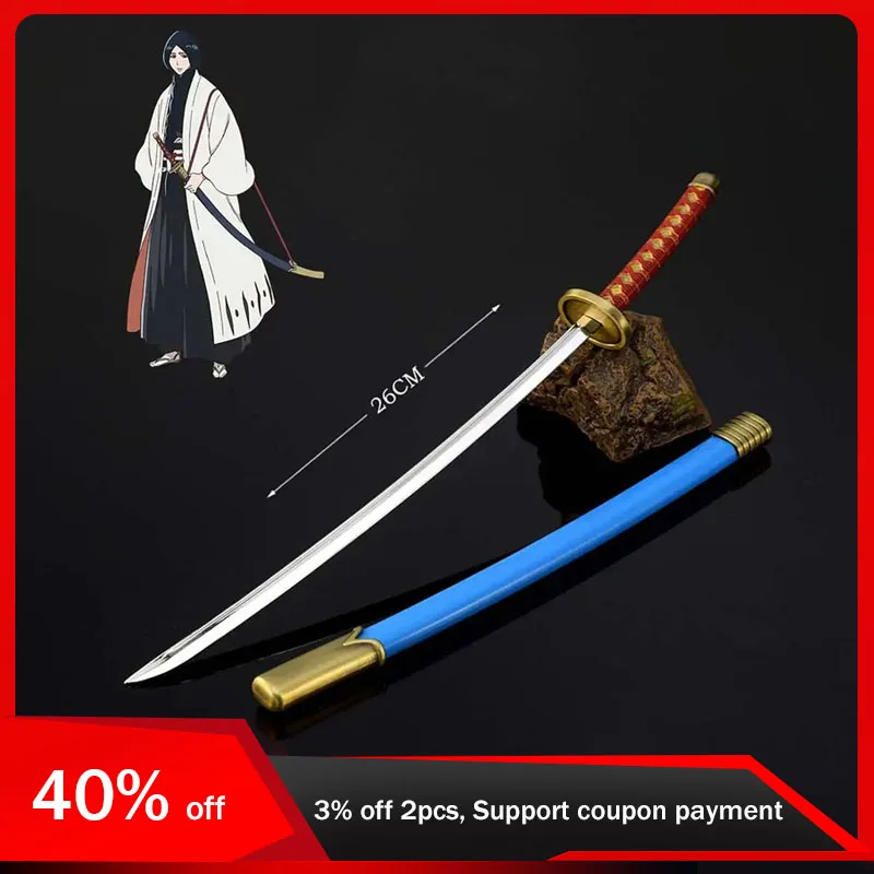 

26cm Bleach Anime Peripherals Zanpakuto Minazuki Retsu Weapon Metal Katana Model Steel Safety Blunt Swords Boys Toys Collection