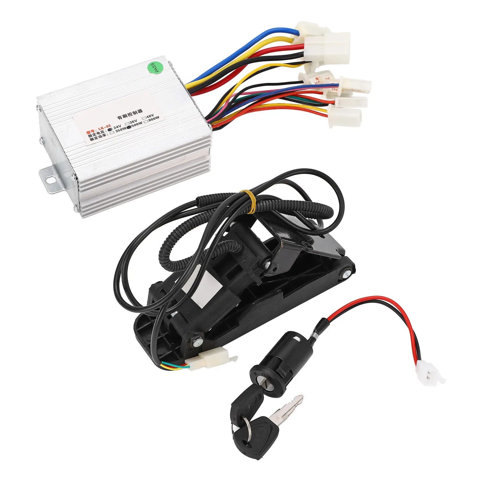 24V 500W Speed Motor Controller and Throttle Pedal with Lock Keys for Electric Bike Scooter