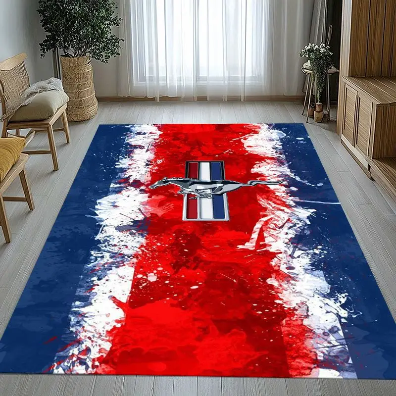 Vintage M-Mustang Racing Biker Garage Soft Non-Slip Large Area Rug for Living Room,Bedroom Carpet Mat for Sofa,Moto Home Decor