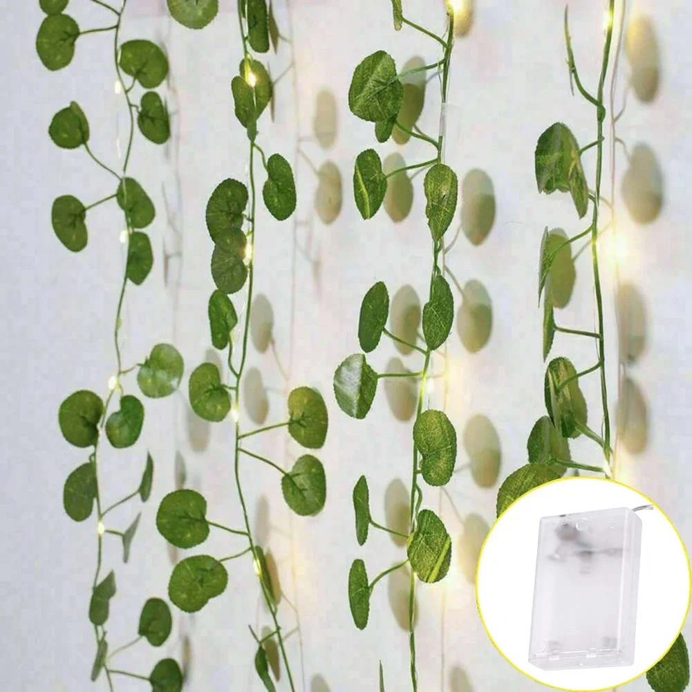 1pc Artificial Plants LED String Light, Crabapple Leaves String Lights Battery Operated Vine Fairy String Lights Hanging Garland