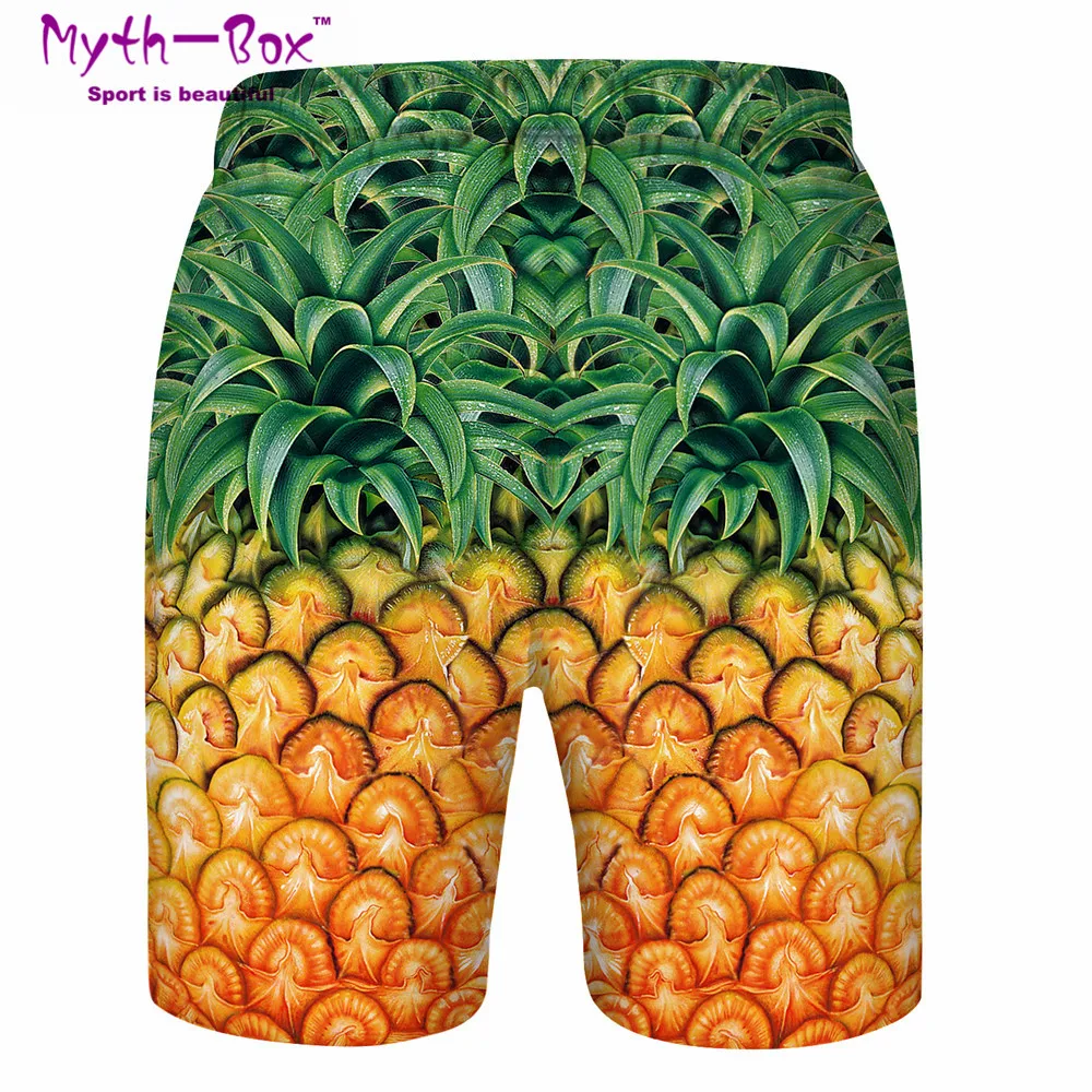 Summer Men's Beach Shorts Water Swim Sport Pant Pineapple 3D Print Surfing Shorts Male Swimwear Loose Surf Board Trunks Swimsuit