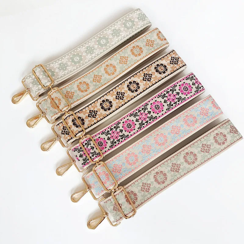 New Ethnic Pattern Women's Bag Webbing Bag Accessories Shoulder Strap Retro Pattern Backpack Single Shoulder Strap Versatile