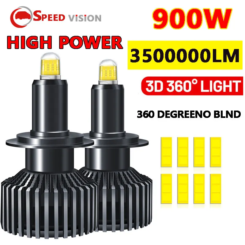 

H7 Led Headlights Canbus Car Bulbs 3D 360 350000LM H11 H4 H1 HB3 9005 HB4 9006 9012 900W Automotive Fog Lights Turbo Mini Lamp