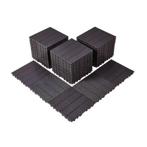 54 Pack Interlocking Waterproof Deck Tiles 12x12 for porch - Dark Brown Outdoor Flooring