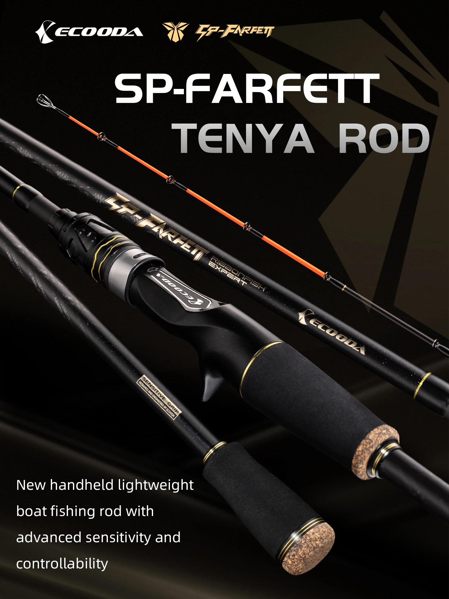 

Ecooda ESFTY SP farfett Tenya rod solid and hollow carbon rod tip Fuji SIC tip top guide rings orange luminous rod tip