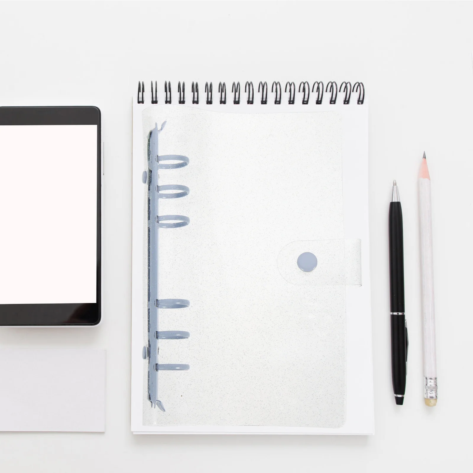 

A6 6-Ring Binder Cover Transparent Refillable Snap Closure School Office Planner Notebook Kawaii Stationery File