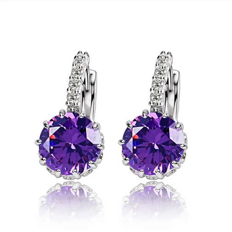 Luxury Colorful Best Genuine 925 Sterling Silver Needle Jewelry AAA Cubic Zirconia CZ Earrings Women Part Accessories Gift