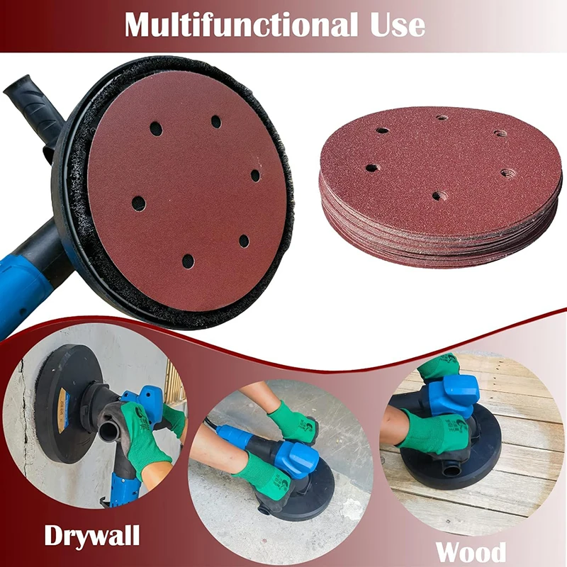 20 pcs 9 inch 6 Hole 225mm Wall Sander Sandpaper Woodworking Grinding Disc Abrasive Polishing Tool 40-2000 Grit Sanding Discs