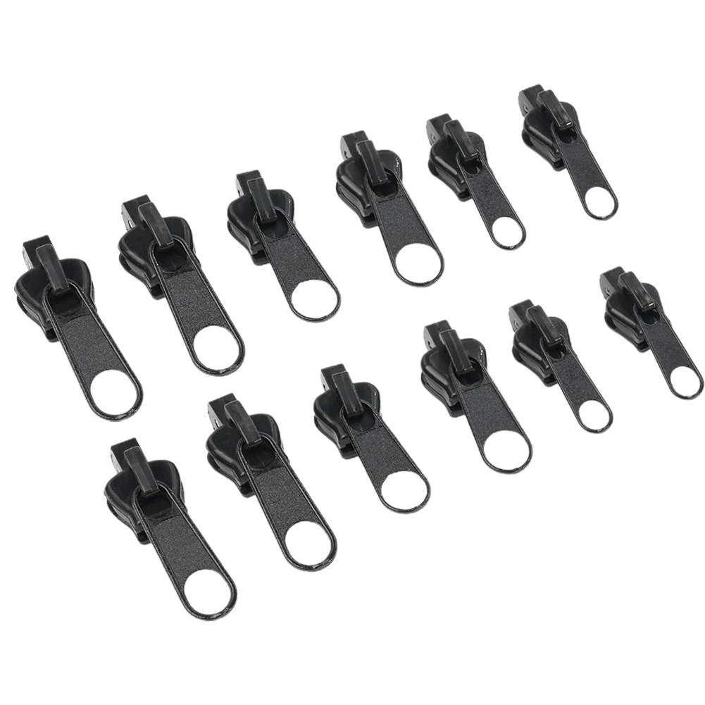 12Pcs Zip Slider Replacement 3 Sizes Kit No Tools Universal Fixers Zip Fixers Repair Slider Head Puller Tag Bottom Bags Coats