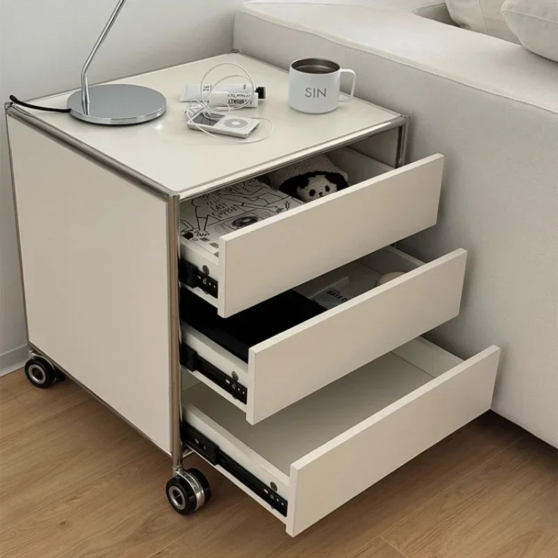 

Прикроватная тумба-столик для спальни, комбинированный модуль из нержавеющей стали на колесиках, мебель для спальни