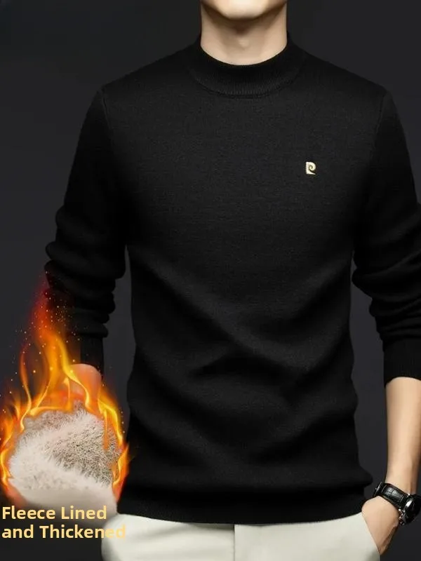 

Мужской вязаный шерстяной свитер Pierre Cardin с круглым вырезом, утепленный, зимний, модный, повседневный, с длинным рукавом, однотонный, для бизнеса и отдыха