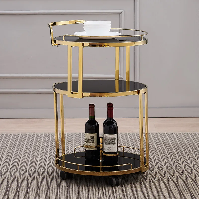 * Mobile Metal Wine Truck Tea Beverage Glass Trolley Hotel Commercial Kitchen Seasoning Salon Trolley Cart for Sale