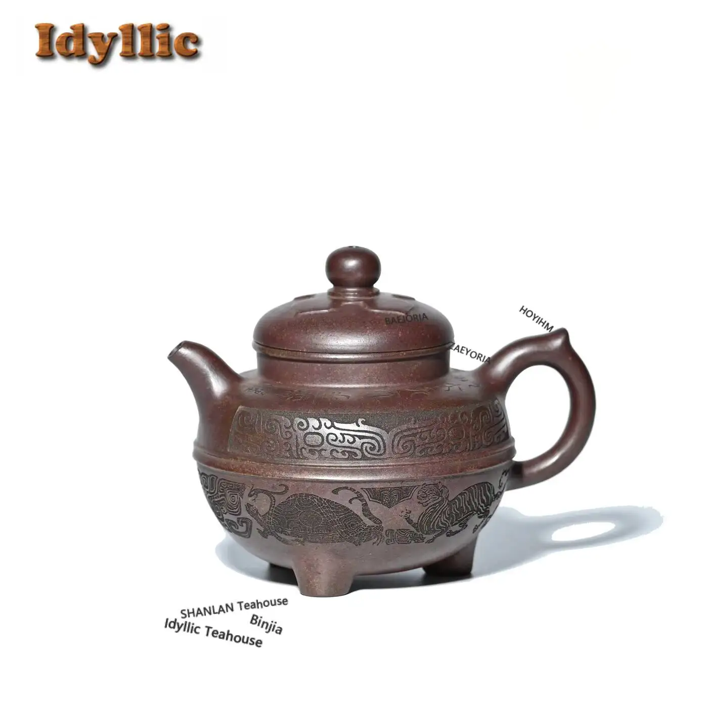 350ml Antique Yixing Purple Clay Teapots Handmade Tripodia Pot Raw Ore Golden Sand Dragon Bone Mud Kettle Zisha Tea Set Supplies