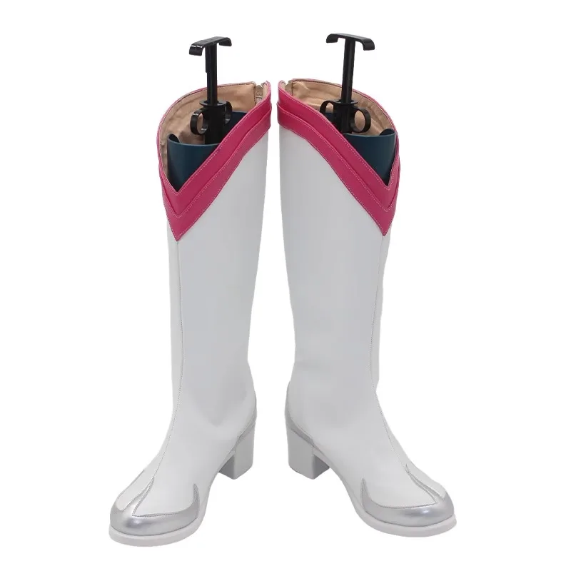 JP アニメ ブリーチ 千年血戦篇 バンビエッタ バスタービン コスプレ衣装 靴 ピンク ホワイト 手作り フェイクレザーブーツ