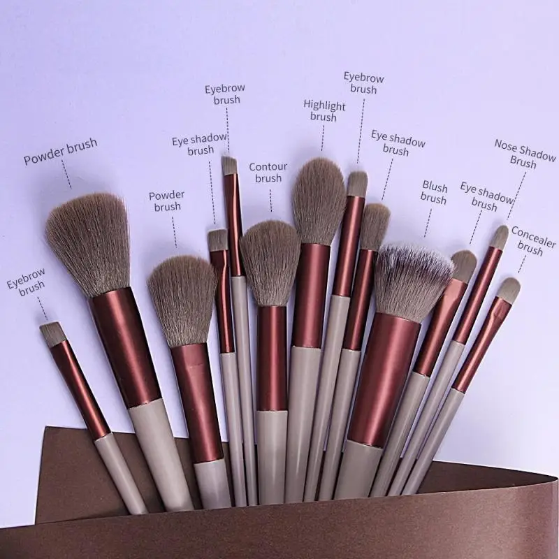 Soft Fluffy Maquiagem Brushes Set, cosméticos, Fundação, Blush, pó, sombra, Kabuki, mistura, ferramenta de beleza, 13pcs