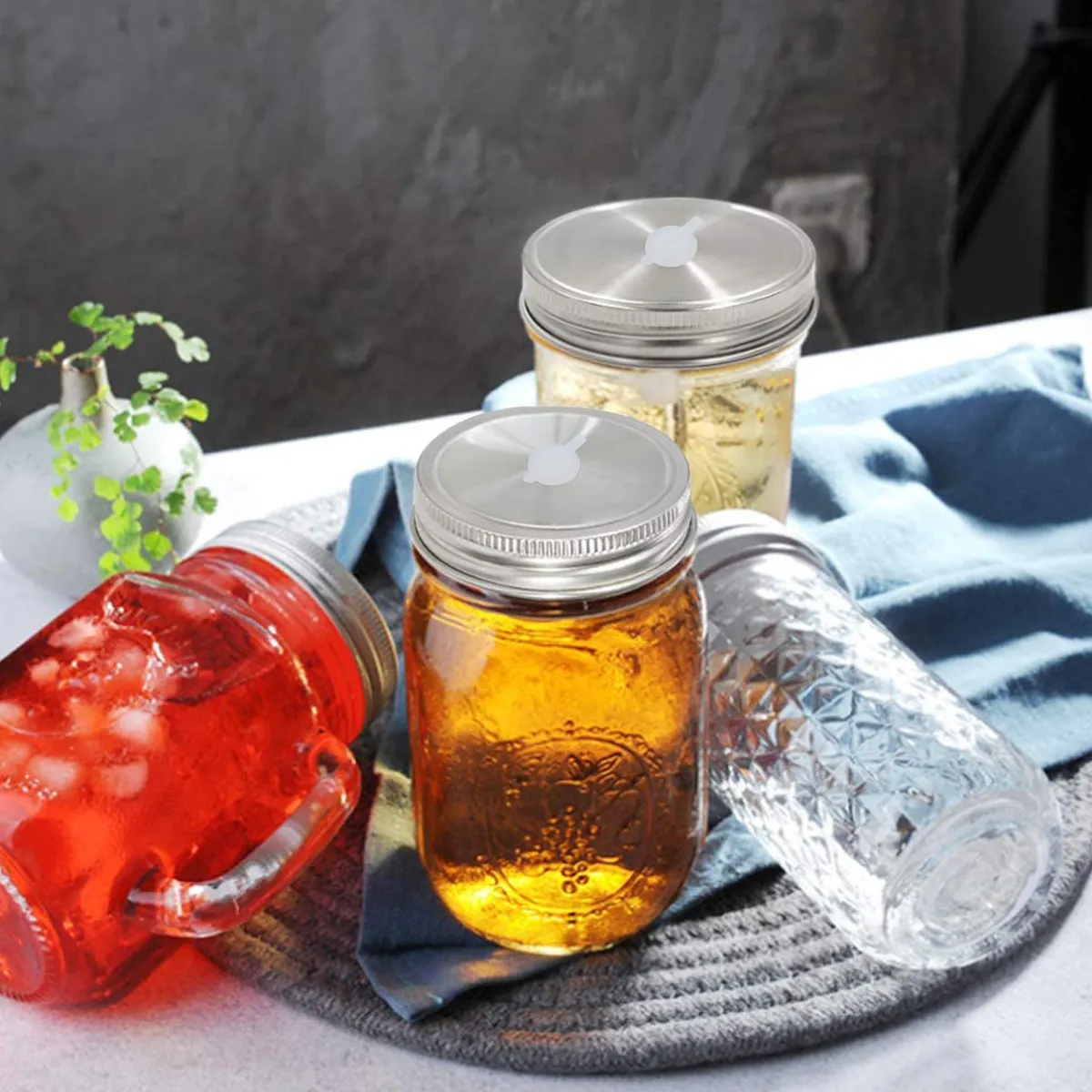 

100Pcs Silicone Straw Covers for 7Mm Straws Leak Proof Reusable Plastic Grommets with Attached Plugs for Mason Jar Lids