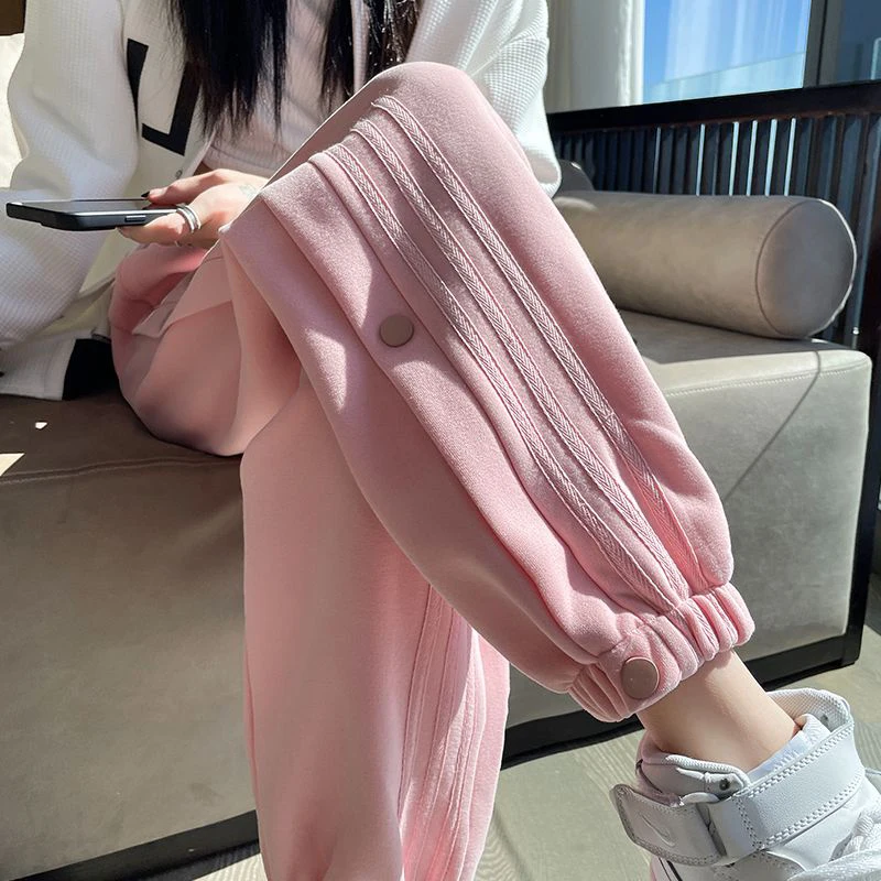 

Утепленные спортивные брюки с высокой талией и флисовой подкладкой, повседневные, с манжетами, длинные, для женщин больших размеров