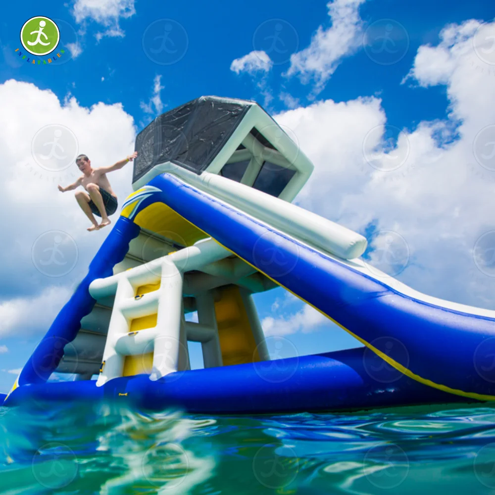 25ft Large Sea/Lake Inflatable Floating Water Park Game Trampoline Triangle Water Slide for Adults and Kids to Climb, Direct Sel