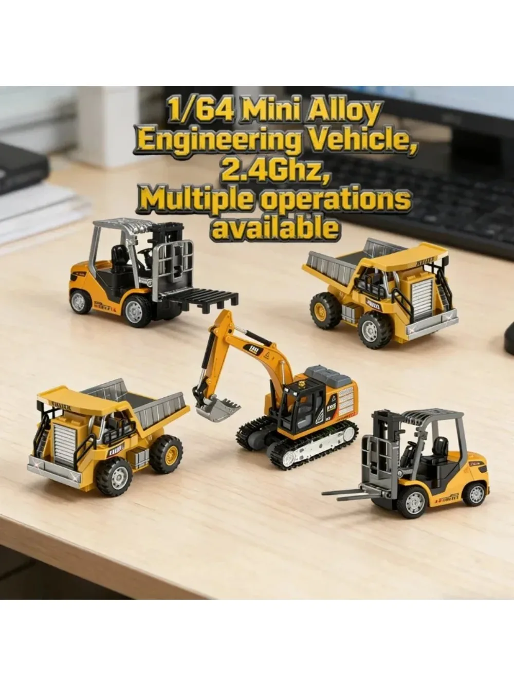 1:64 RC Mini-Legierungs-Gabelstapler, Muldenkipper, Bagger, Desktop-Spielzeug, 2,4G ferngesteuertes Baufahrzeug, Jungen-Traum-Sammlerstück, Geschenk