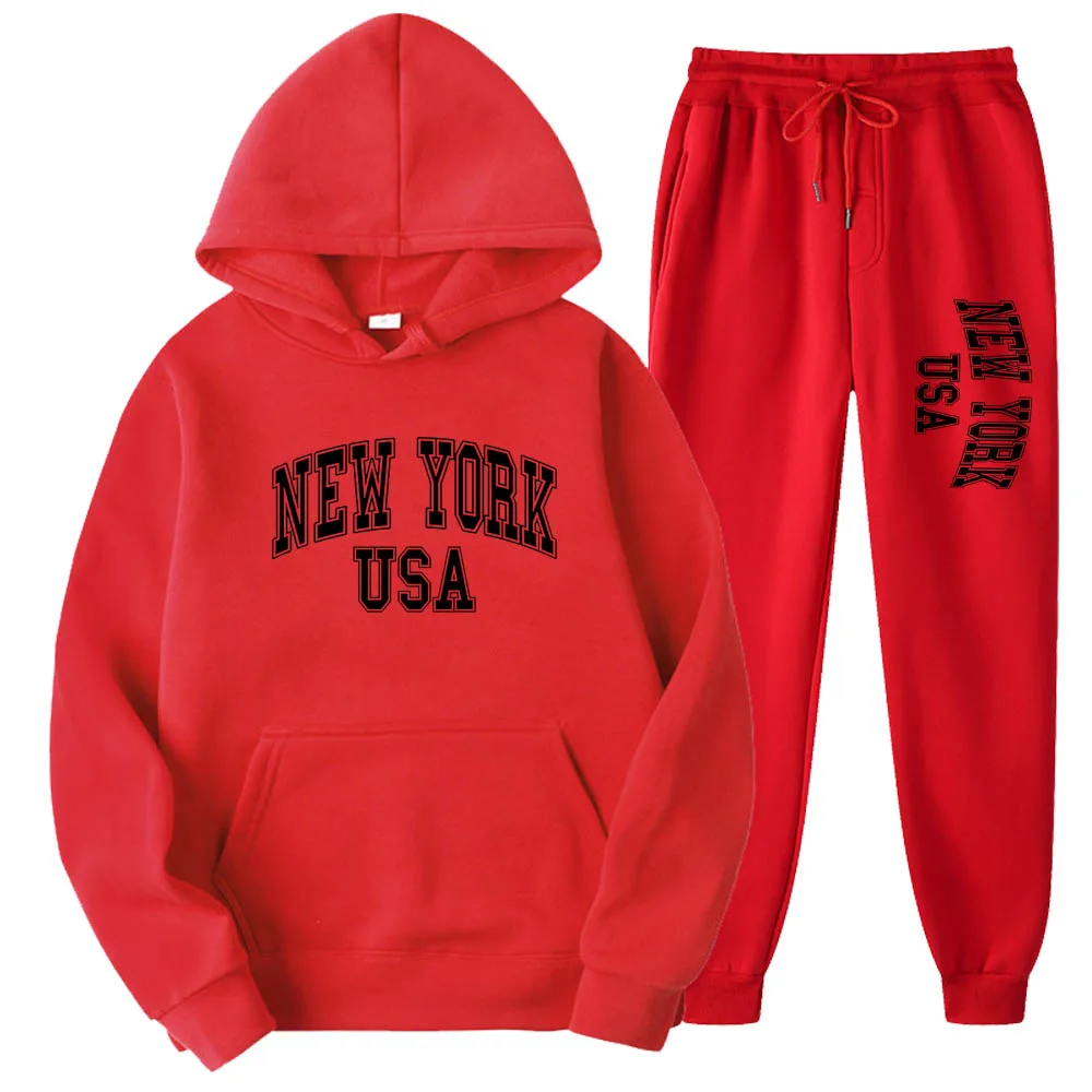 New York Printed Men/Women Hoodie Set Creativity Crewneck Clothing Fashion Oversize Sweatshirt Fashio Crewneck Hoody Male