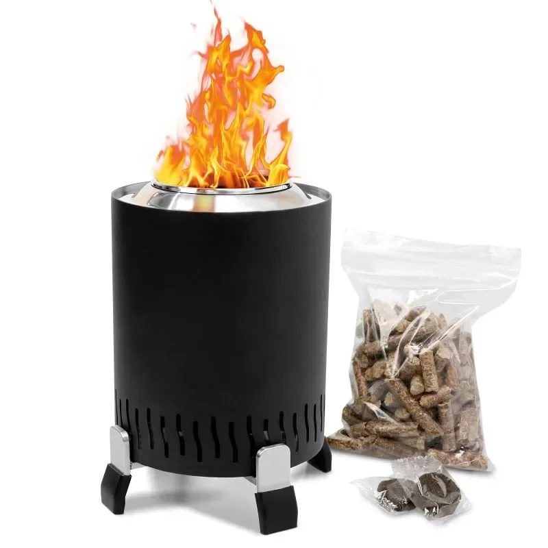 Mini Stainless Steel Portable Fire Pit Wood Burning Fireplace Camping BBQ Outdoor Smokeless Campfire Camping Furnace