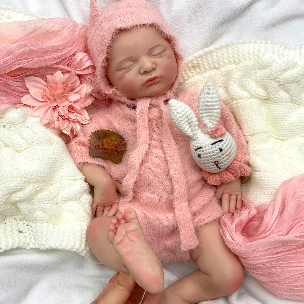 45cm Vollsilikon-Reborn-Babypuppe für Mädchen mit Schnulleroption, Realistische Neugeborenen-Puppe mit Gewicht, Reduziert Angst bei Alzheimer-Patienten
