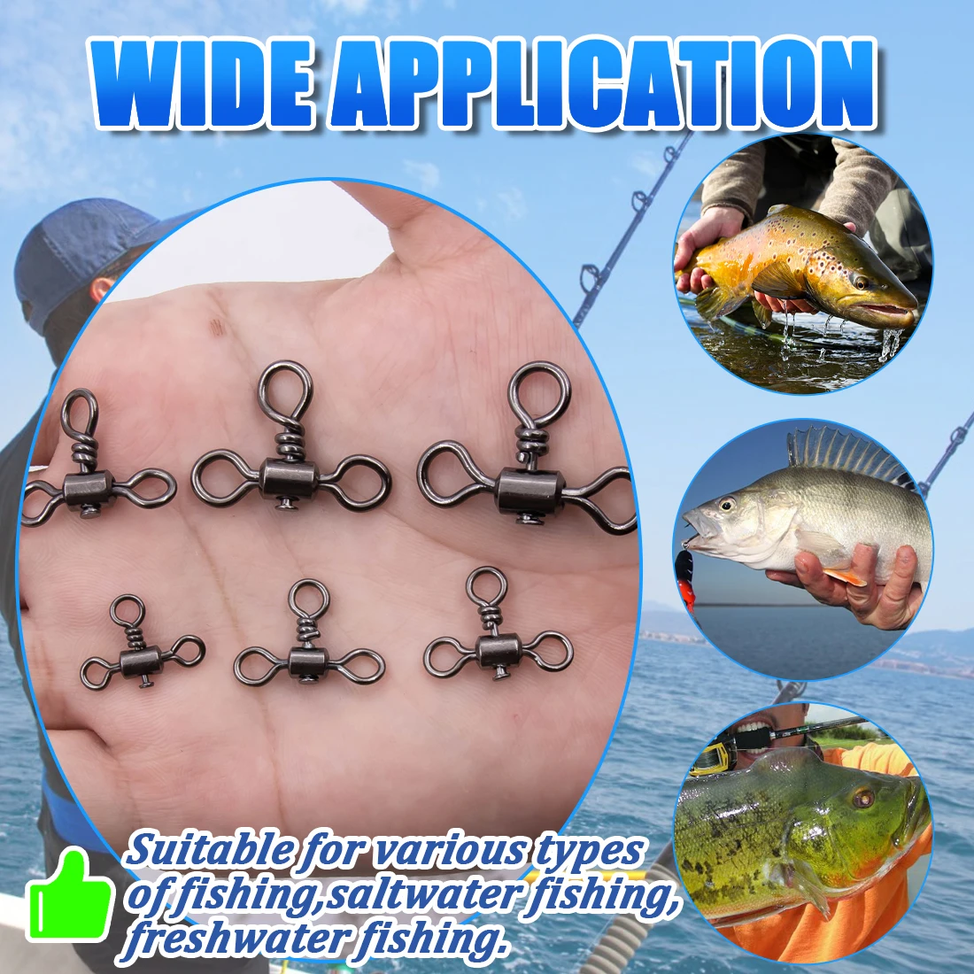 

FishTrip 3 Way Swivel Fishing Barrel Swivel Stainless Brass Rolling Swivel Fishing Line Connector Jigging Rigs Surf Fishing
