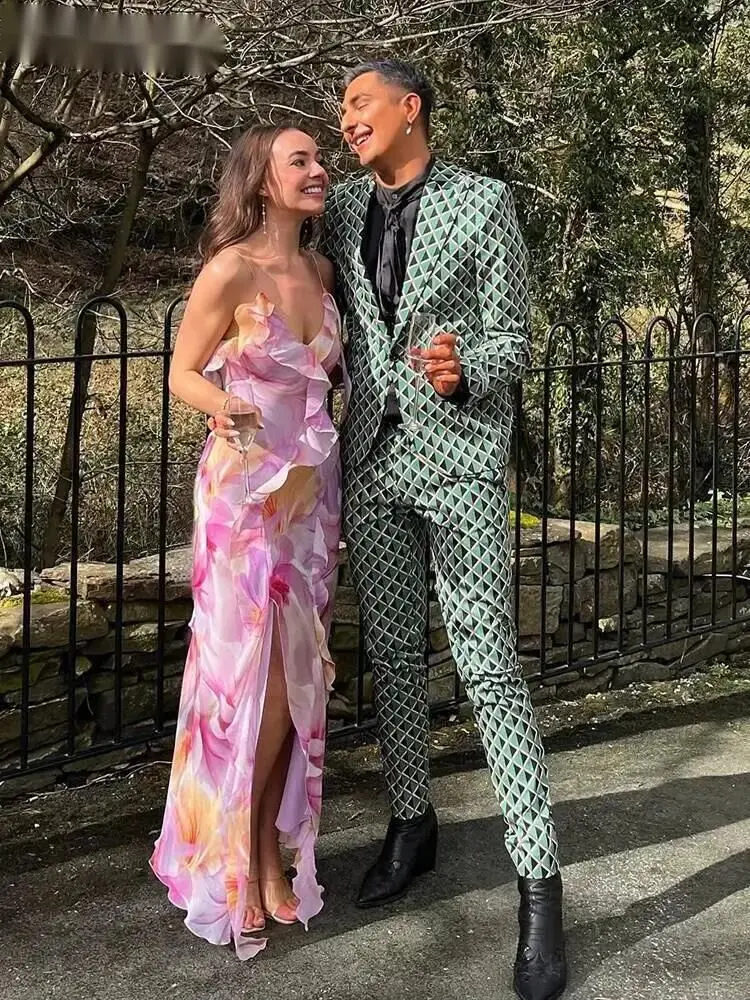 Sukienka damska letnia bez ramiączek z kwiatowym nadrukiem, rozcięciami, nieregularnymi frędzlami, patchworkiem, odkrytymi plecami, bandażowa, obcisła, na imprezę, Vestidos C2LT