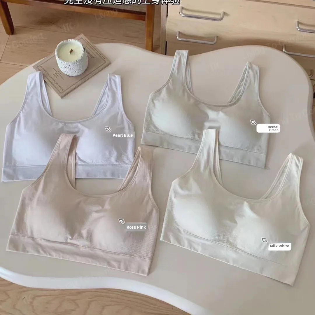 Almohadillas para sujetador deportivo Copa fija recogida Verano Fino Hermoso Ba Transpirable Cómodo Chaleco de gran tamaño Sle Wrap Pecho Mujer Und...