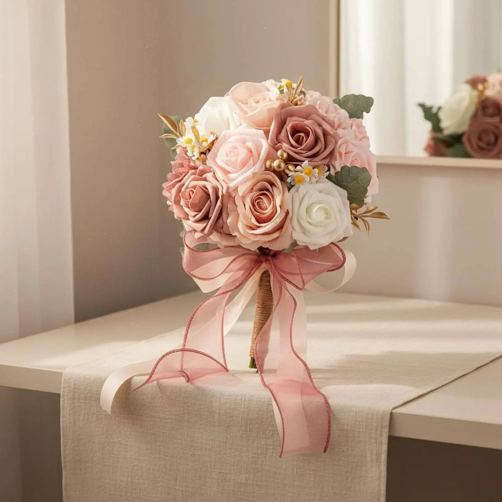 

Свадебная цветочная композиция с реалистичным видом, цветочная композиция для подружек невесты, реквизит для свадебных фото, элегантный дизайн, декор для мероприятий