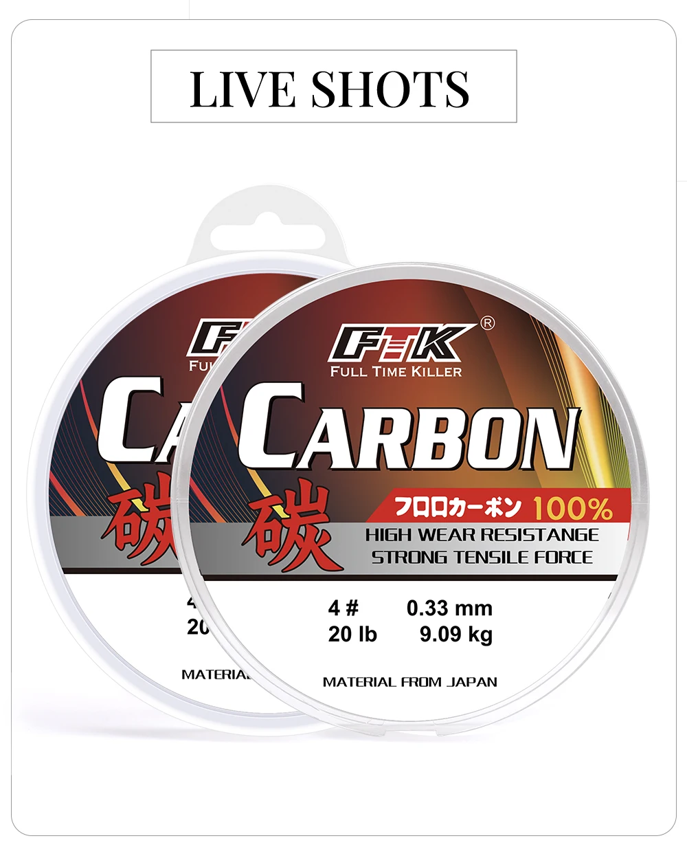 FTK 100 m 100 % Fluorkohlenstoff-Angelschnur, japanische importierte Kohlefaserschnur, 2,27–11,36 kg, sinkende Monofilament-Schnur, Meeresangeln – Detail 8