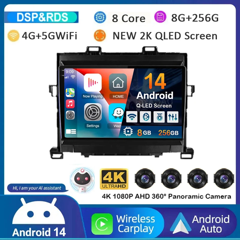 

Android 14 Carplay Auto For Toyota Alphard H20 2008-2012 2013 2014 Car Radio GPS Stereo Multimedia Player Head Unit WIFI+4G DSP