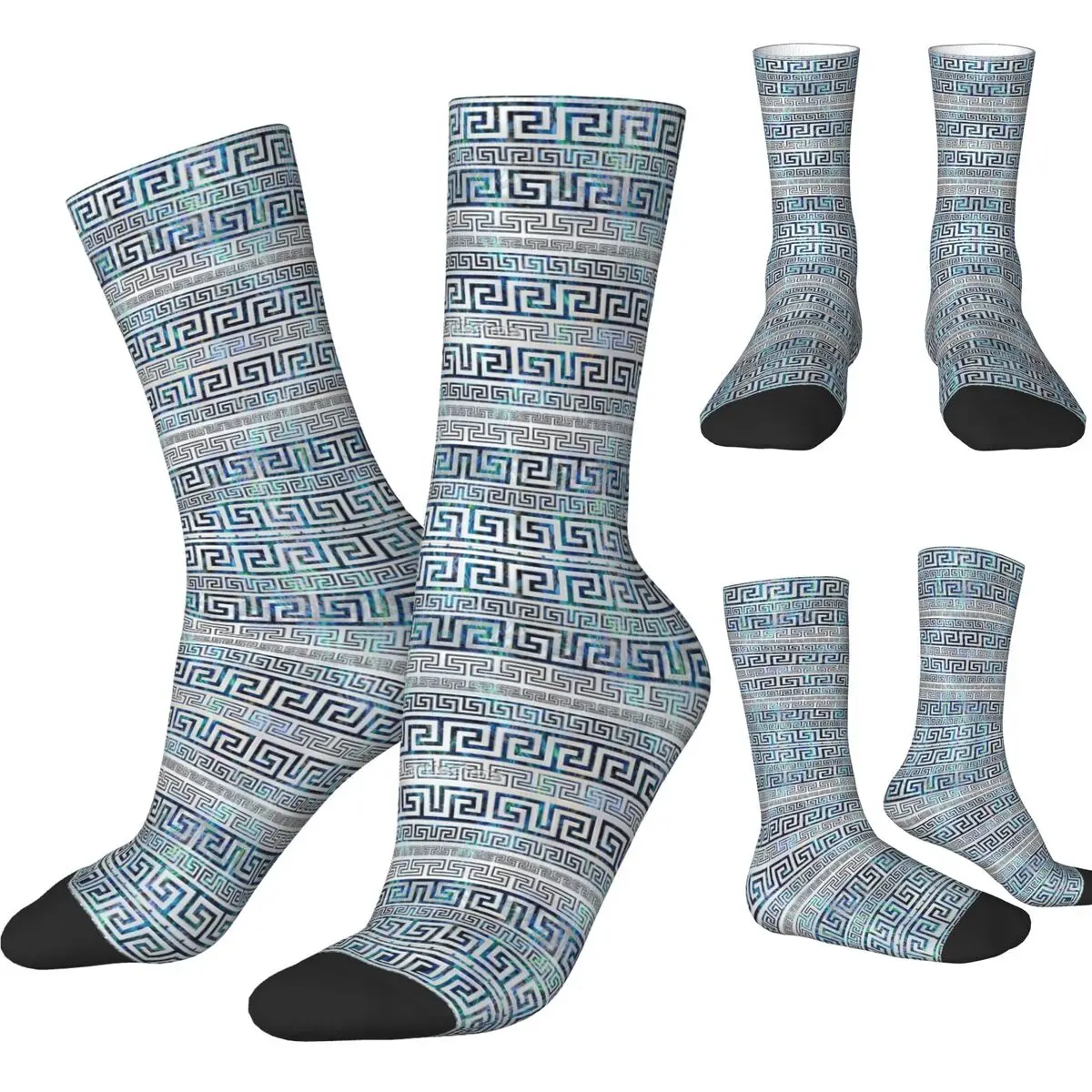 Greek Meander Pattern Greek Key Ornament Socks Autumn Stockings Novelty Couple Comfortable Socks Outdoor Sports Anti Slip Socks