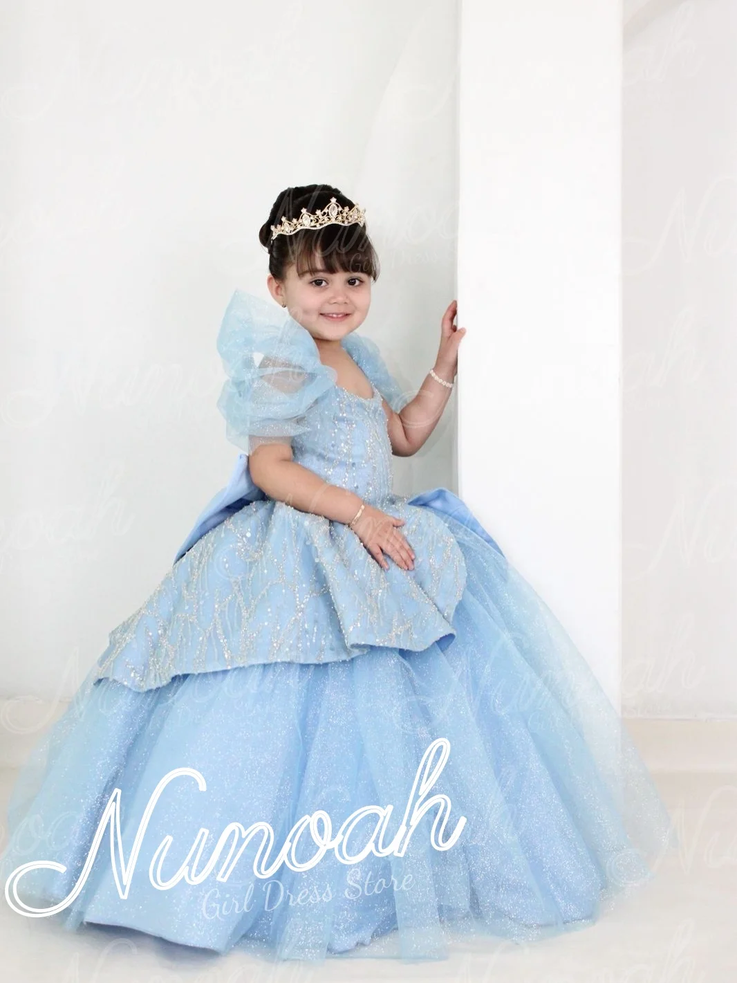 

Синее платье с цветочным узором для девочек на свадьбу, с пайетками, для дня рождения, в пол, для первого причастия, на заказ