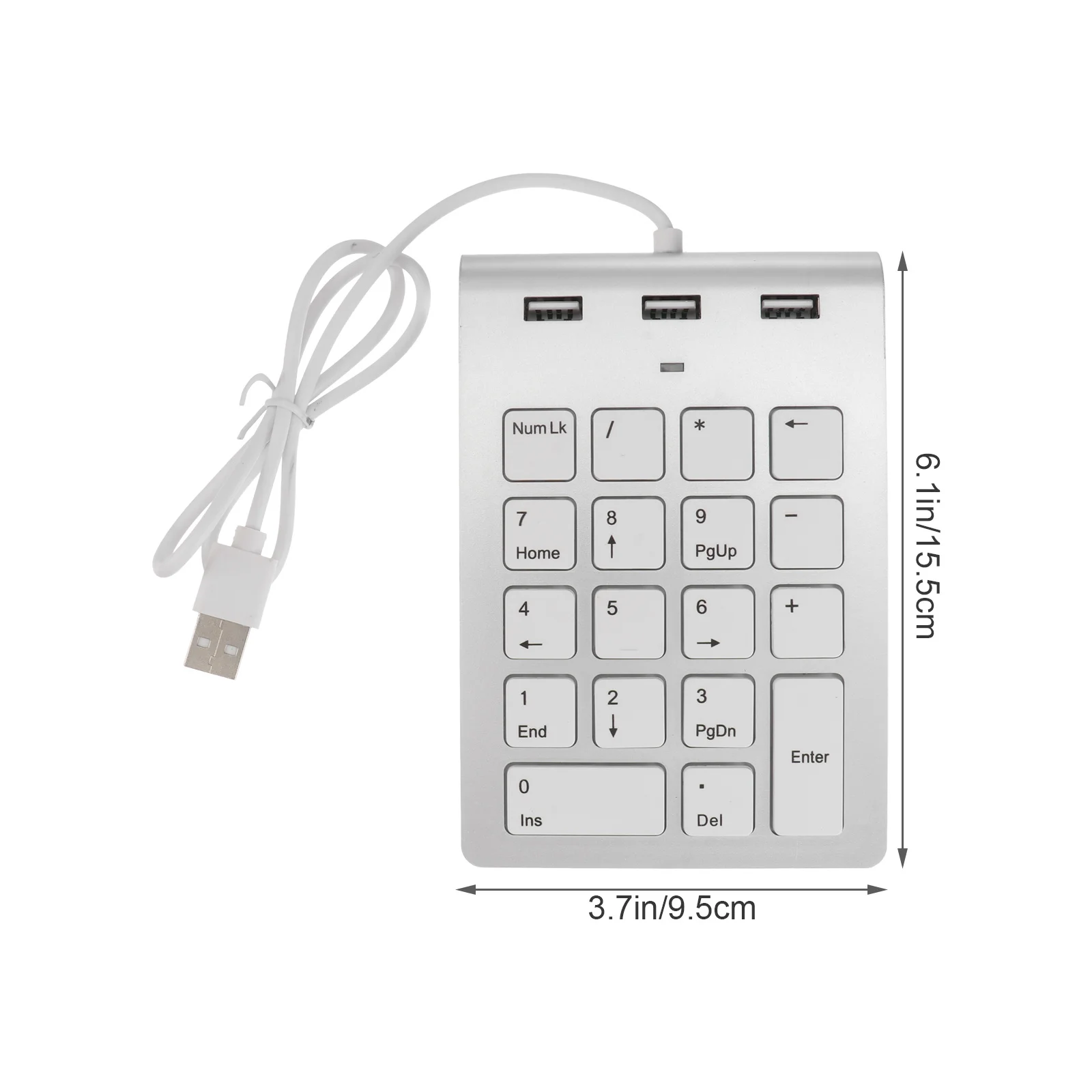18-Key Zinc Alloy Numeric Keypad Metal Wired USB 3 USB 2.0 Hub Plug Play for Laptop Desktop 7 8 10