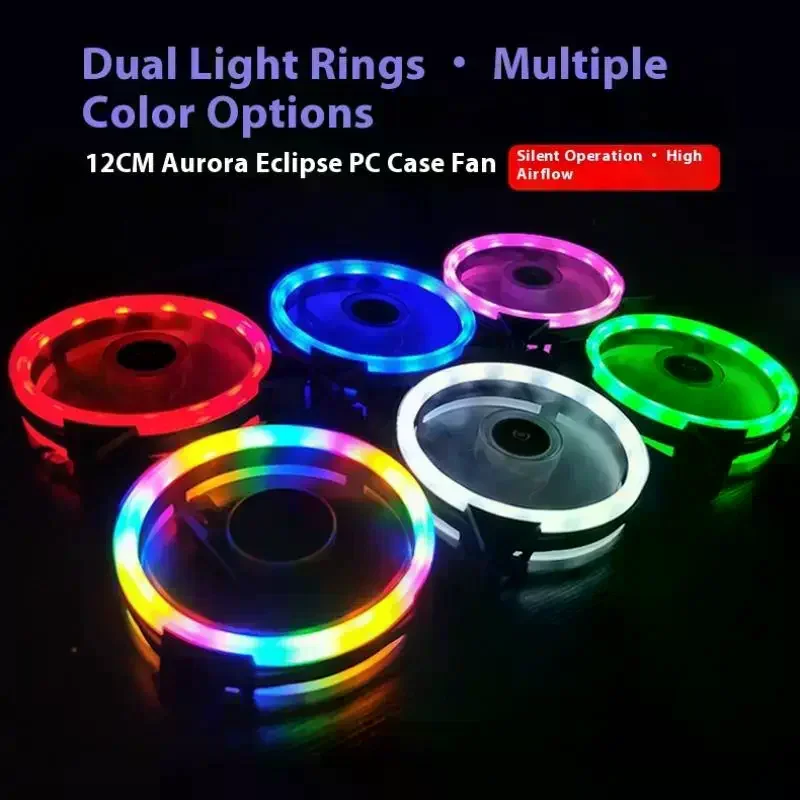 

Вентилятор для ПК 120 мм, регулируемый, с резиновыми подушками для снижения вибрации, светодиодный, 12В, бесшумный, для охлаждения компьютера