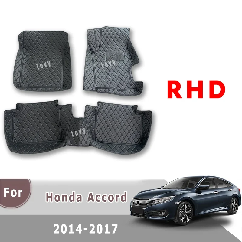 

Ковры с правым рулем, автомобильные коврики для Honda Accord 2017 2016 2015 2014, украшения из искусственной кожи, комплекты аксессуаров, чехлы на заказ, коврики