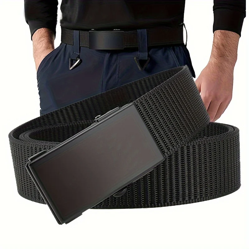 

New Men's Canvas Belt Simple Automatic Buckle Casual Versatile Pants Belt Military Training Outdoor Belt