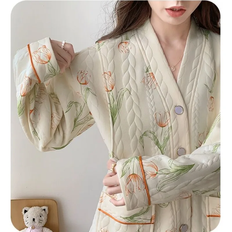 2023 New Air Cotton Postpartum Clothing Autumn Winter Postpartum Thick Breastfeeding Pregnant Women Pajamas Maternity Homewear