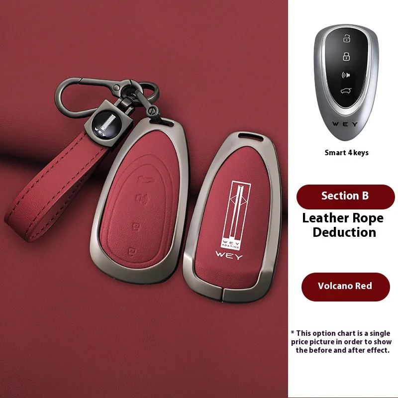

Car Remote Key Case Cover For Great Wall Wey LanShan DHT-PHEV New Energy Zinc Alloy Leather Shell Auto Keychain Accessories