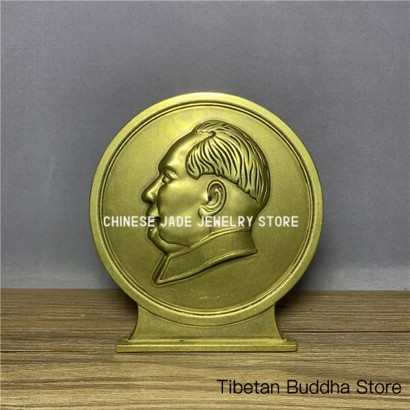 Antique Replicas Red collectible bronze statue of Chairman Mao Zedong, vintage souvenir ornament, large size