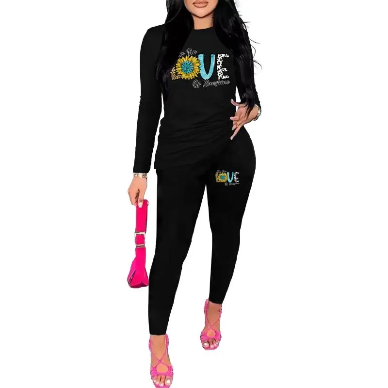 Women's for The Love of Sunshine Two-piece Set for Spring and Autumn Sports, Paired with Jogging Set, Home Wear, and Sports Set