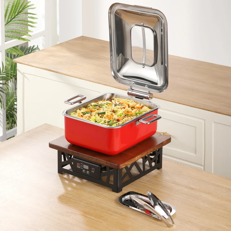 Restaurant Hotel Supplies 5L Electric Stainless Steel Rectangular Gold Chafing Dish Food Warmer Buffet Set