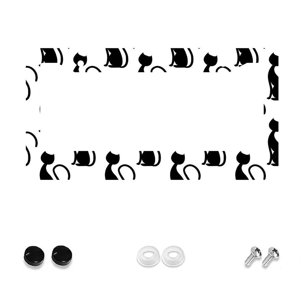

1 шт. Рамка номерного знака с черно-белым котом и 2 отверстиями, алюминиевый материал, 6x12 дюймов, с набором винтов, ретро-новинка, автомобиль D