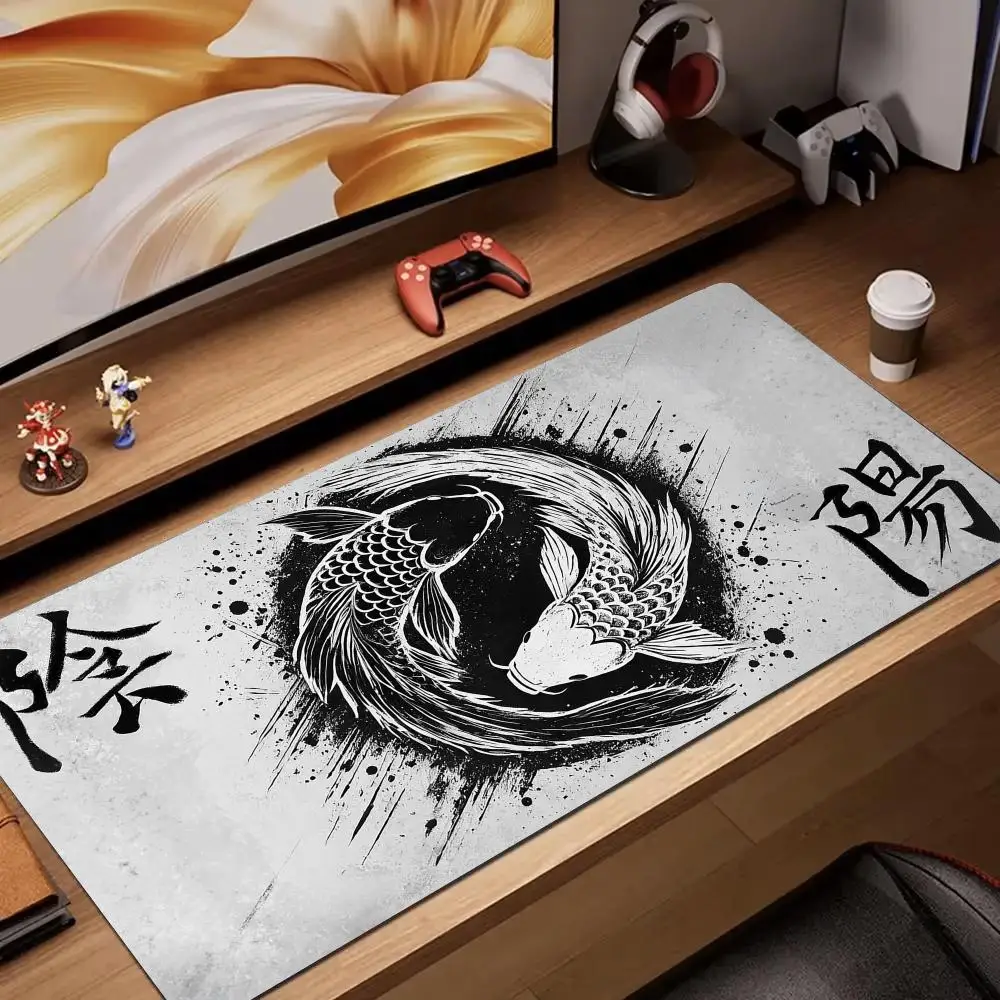

Ink-wash style koi pattern large office Mouse Pad rubber anti-slip Desk Mat pc accessories Gaming mat keypad expansion mousepad