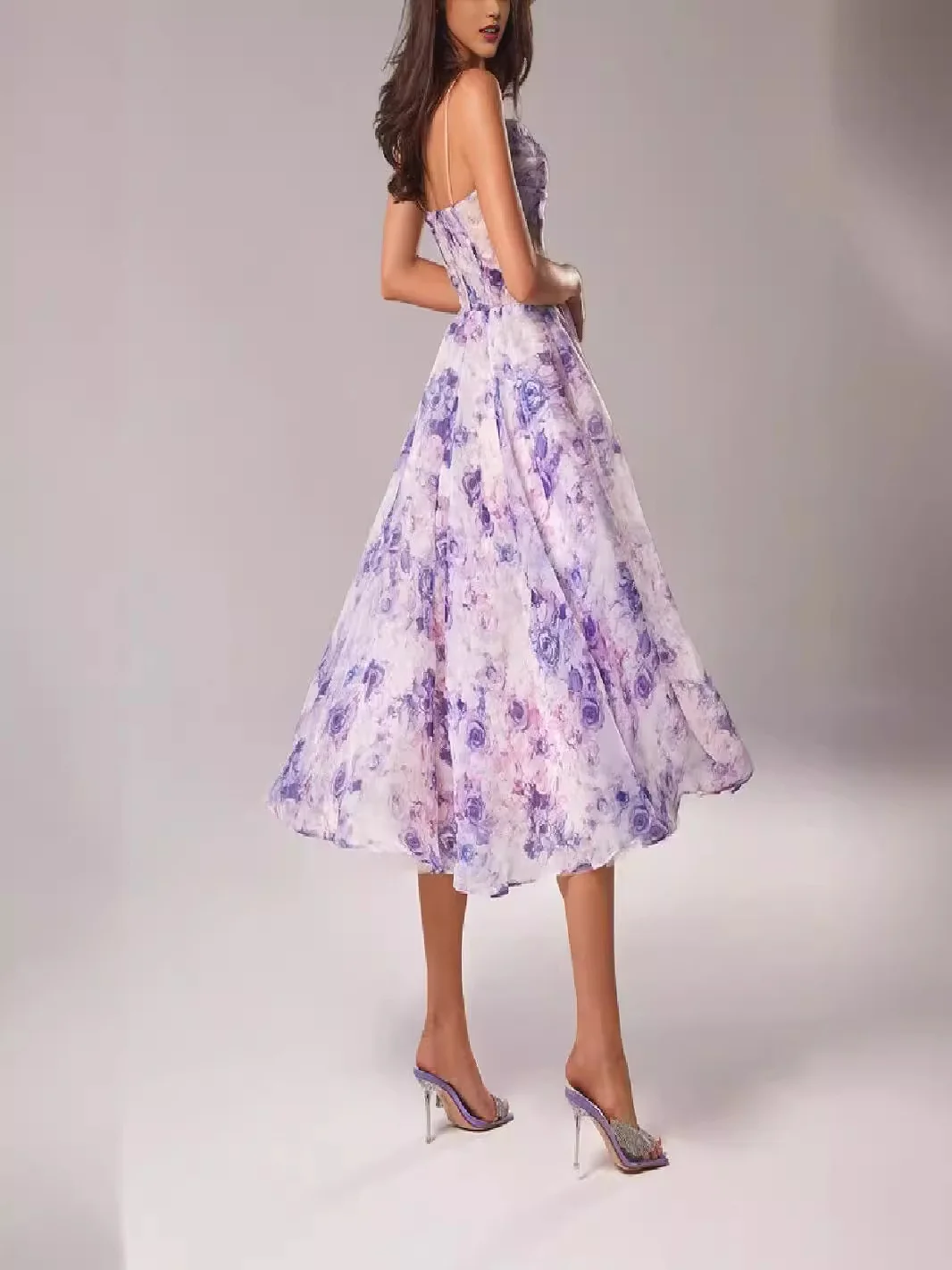 Verão 2024 feminino fora do ombro svel floral impressão maxi dr cintura alta regular sve longo dr v-ne vestido