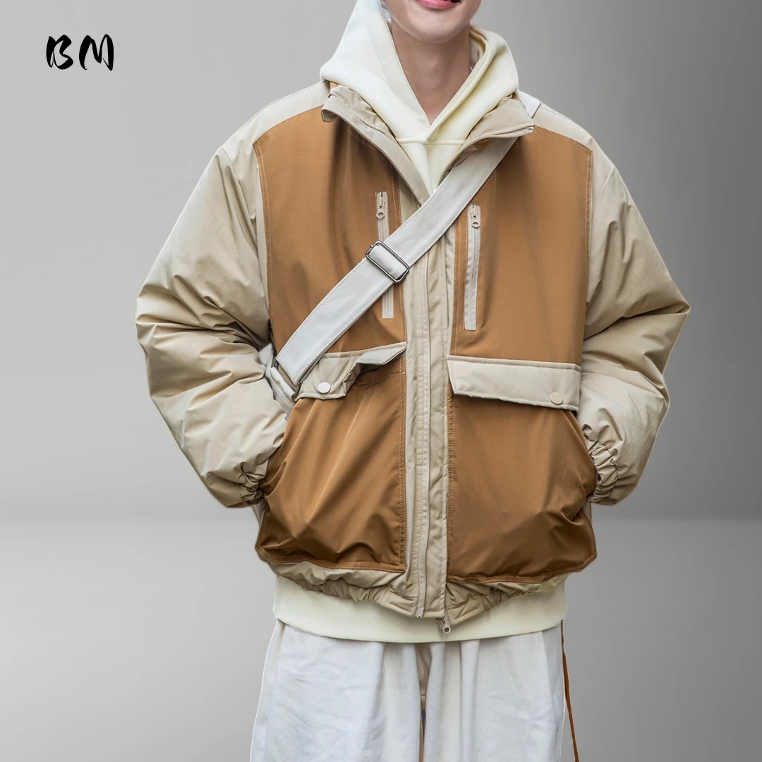 

Мужская зимняя стеганая куртка, пальто, американская винтажная тяжелая теплая лоскутная парка с цветными блоками, рабочая одежда, верхняя одежда, модная подкладка